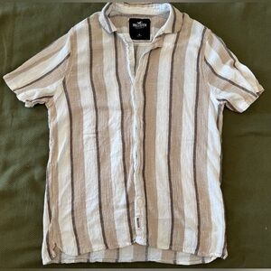Hollister Men's Boxy Short-Sleeve Linen-Blend Shirt